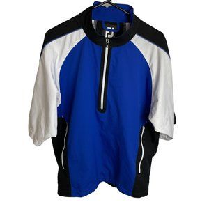 Footjoy Windshirt 1/2 Zip Mens Size Medium SS Blue Black White Zip Pockets